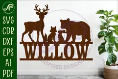 Woodland animals name wall art sign, SVG file Product Image 1