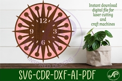 Mid century modern clock wall clock laser cut design 3 Product Image 1