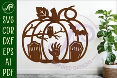Pumpkin halloween graveyard wall sign svg laser cut file Product Image 1