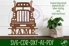 Semi truck name sign svg laser cut file Product Image 1