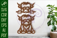 Highland cow laser cut outs SVG file Product Image 1