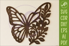 Monarch Butterfly Wall Art SVG, Modern Floral Butterfly Product Image 1