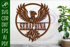 Phoenix Bird name sign design for laser cutting Product Image 1