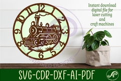 Steam Train clocks wall clock laser cut files Product Image 1