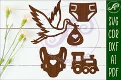 Baby icons silhouette laser cut outs SVG file 2 Product Image 1