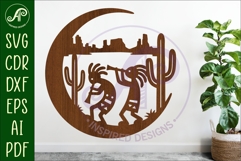 Crescent Moon Kokopelli Southwestern wall sign Product Image 1