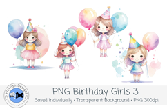 Watercolor Birthday Girl Clipart Set 3 Product Image 2