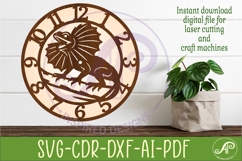 Frill Neck Lizard Clock SVG, Reptile Laser Cut Clock Design Product Image 1