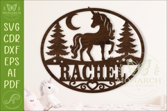 Personalized Unicorn Name Sign SVG, Fantasy Nursery Decor Product Image 1