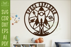Space Explorer Wall Sign SVG | Rocket Nursery Decor Laser Product Image 1