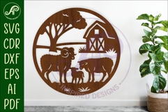 Sheep on the farm scene wall sign, SVG file. Product Image 1