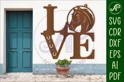 Love word with Horse theme wall art sign, SVG file. vector Product Image 1