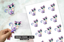 Purple Fantasy Cat Cartoon Sticker Sublimation PNG Product Image 1