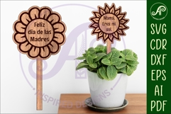 Mother&#039;s day Spanish plant stake laser engraved SVG flowers Product Image 1