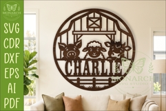 Cute Farm Animals Name Sign SVG, Personalized Barn Decor Product Image 1