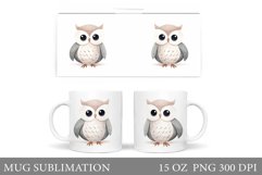 Cute Owl Mug Design. Owl Mug Wrap Sublimation Product Image 1