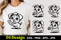 Puppy Reading Book SVG PNG Product Image 1
