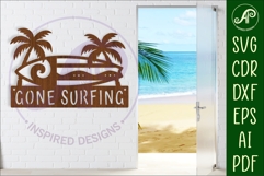 Gone Surfing Surf board wall art sign, laser cut design Product Image 1