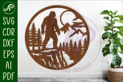 Bigfoot Moonlight Forest Wall Sign SVG Night Sasquatch Laser Product Image 1