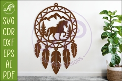 Horse Dreamcatcher Laser Cut File, Horse Lovers Wall Art SVG Product Image 1
