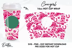 Cowgirl Starbucks Cup Wrap SVG | 16oz Hot Coffee Cup Product Image 1