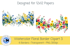 Watercolor PNG 300dpi Floral Borders 3 Product Image 2