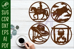 Western Cowboy Coasters SVG, Ranch Rodeo theme 4 Product Image 1