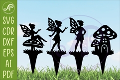Fairy Garden Stakes SVG Designs| Cute Fairy &amp; Mushroom 1 Product Image 1