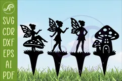 Fairy Garden Stakes SVG Designs| Cute Fairy & Mushroom 1 Product Image 1