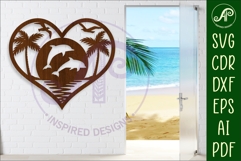 Dolphins heart wall sign, SVG file. Product Image 1