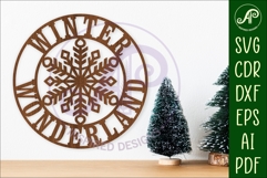 Winter Wonderland Christmas wall sign svg laser cut file Product Image 1