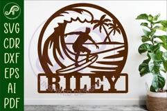 Surfer male name wall art sign, SVG personalized Product Image 1