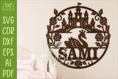Swan Princess Name Sign SVG, Fairytale Castle Laser Cut File Product Image 1