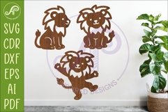 Cute Lions SVG Laser Cut Files Animal Silhouette 2 Product Image 1