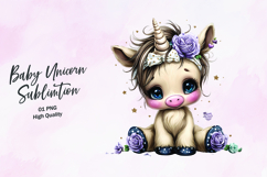 Baby Unicorn clipart sublimation png Product Image 1