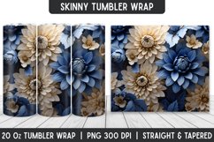Flower Tumbler Wrap | 3D Sublimation | Skinny Tumbler Product Image 1