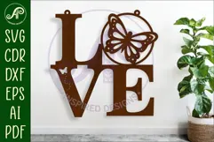 Love word with butterfly wall art sign, SVG file. vector Product Image 1