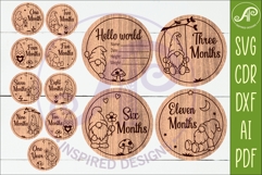 Gnome Baby Milestone Discs SVG for Laser Cutting Product Image 1