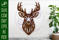 Stag deer face wall art sign, SVG file. vector Product Image 1