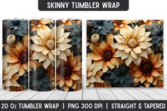 Flower Tumbler Wrap | 3D Sublimation | Skinny Tumbler Product Image 1
