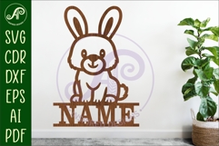 Cute Woodland Bunny name sign svg laser cut file Product Image 1