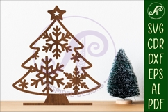 Christmas tree stand, laser cut file, snowflakes Product Image 1