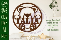 Cute Teddy bear name sign design for laser cutting Product Image 1