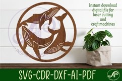 Whales wall art sign, SVG file. vector file Product Image 1