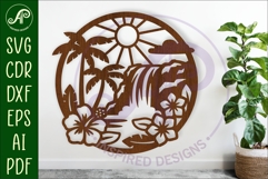 Tropical waterfall wall sign, SVG file. laser cut Product Image 1