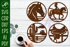 Western Cowboy Coasters SVG, Ranch Rodeo theme 2 Product Image 1
