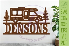 Camping Family Name Sign SVG, Campervan Name Sign Laser Cut Product Image 1