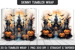 Halloween Hunted House Tumbler Wrap | Sublimation | Tumblers Product Image 1