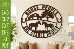 Horse People Are Stable People SVG Oval Wall Sign Laser Cut Product Image 1