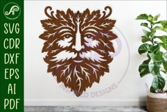 Green Man Wall Art SVG, Greenman Face Laser Cut File Product Image 1